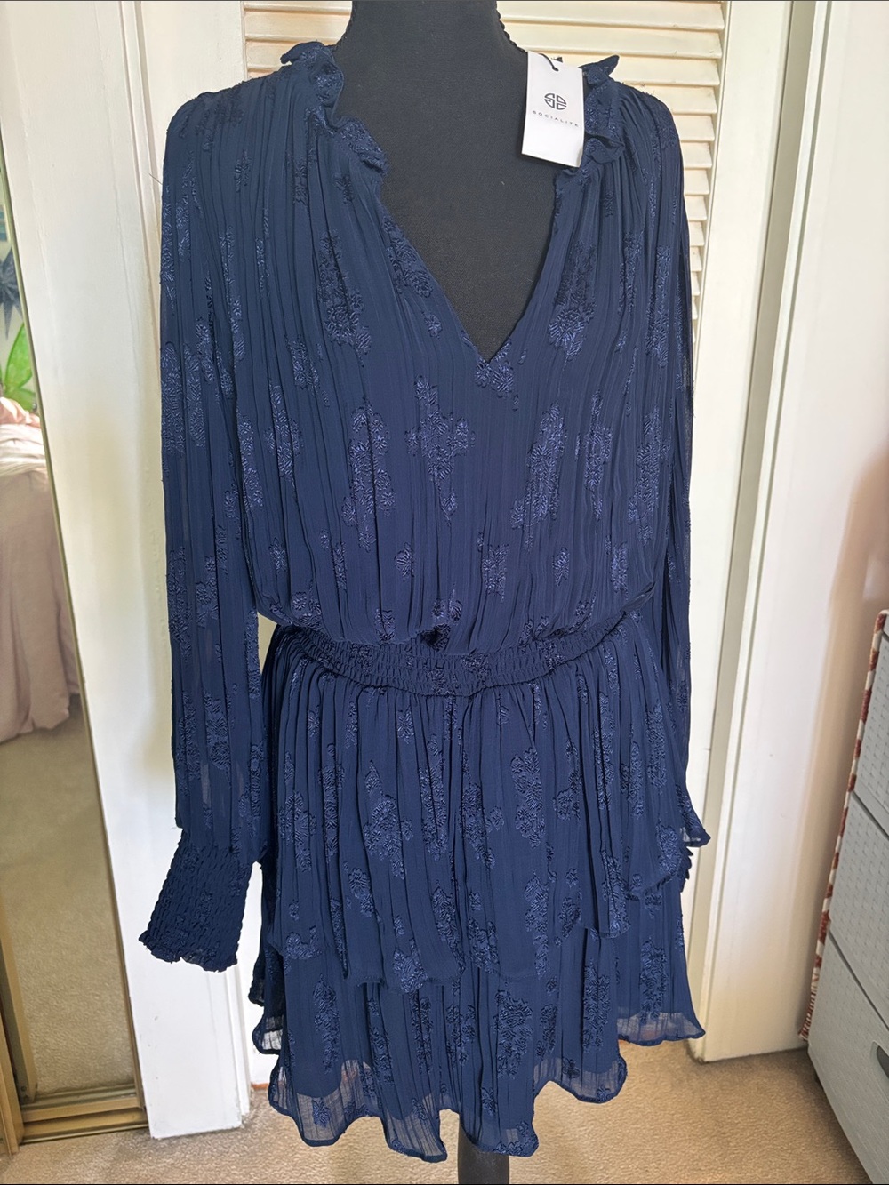 Socialite Navy Long-Sleeve Dress